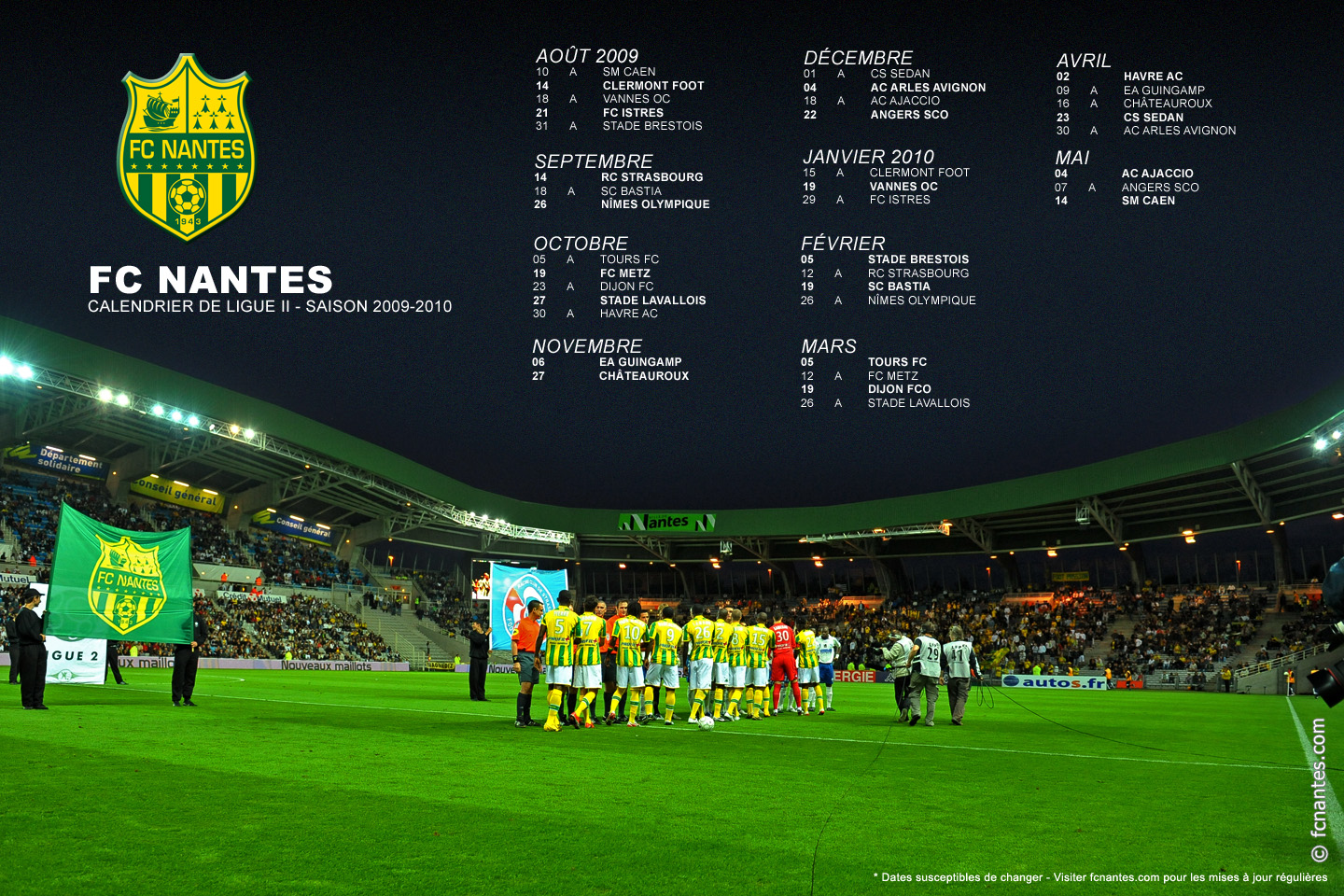 FC Nantes Multimédia le calendrier de la saison