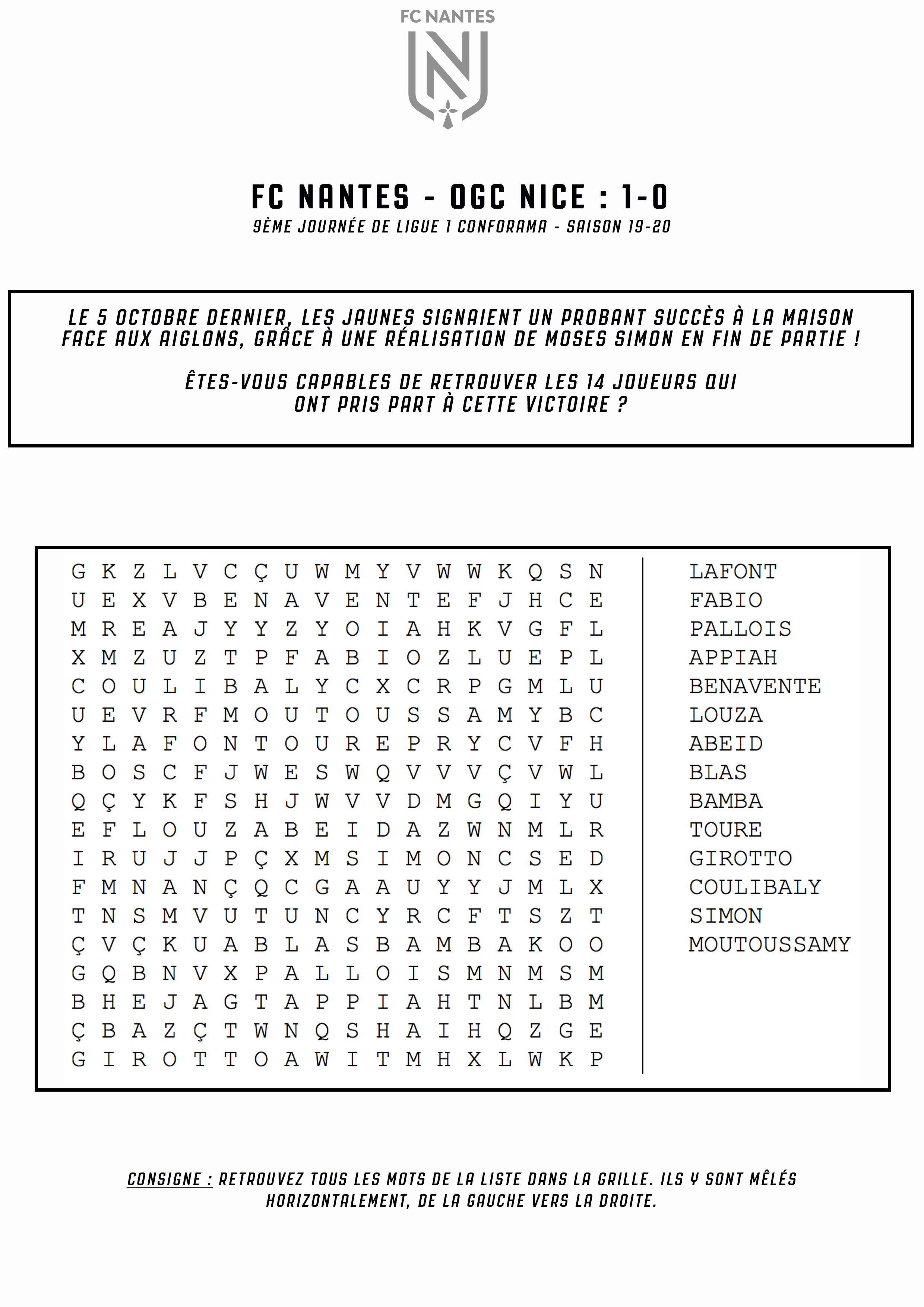 Fc Nantes Supporters Les Mots Meles Du Fc Nantes