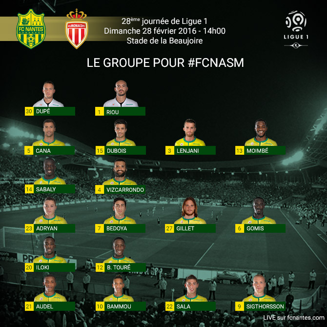 Le groupe nantais pour la réception de l'AS Monaco