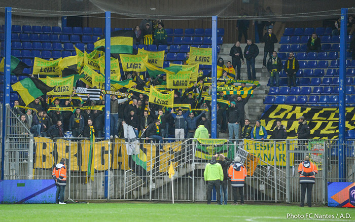 Une centaine de supporters nantais avaient fait le déplacement pour soutenir les Canaris